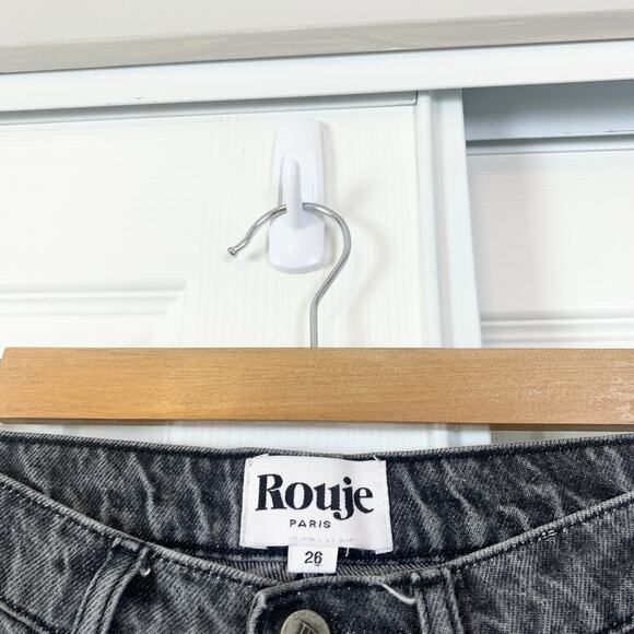 Rouje Paris Marais High Waisted Straight Leg Jean Black Vintage Wash 26 - Picture 6 of 8